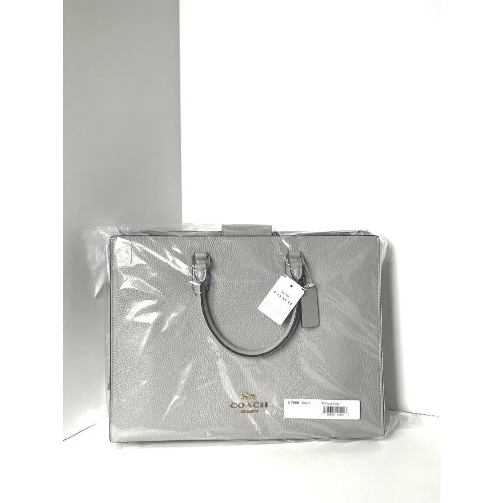 Coach Maggie Large Tote Dove Gray Pebbled Leather Shoulder Bag CY666